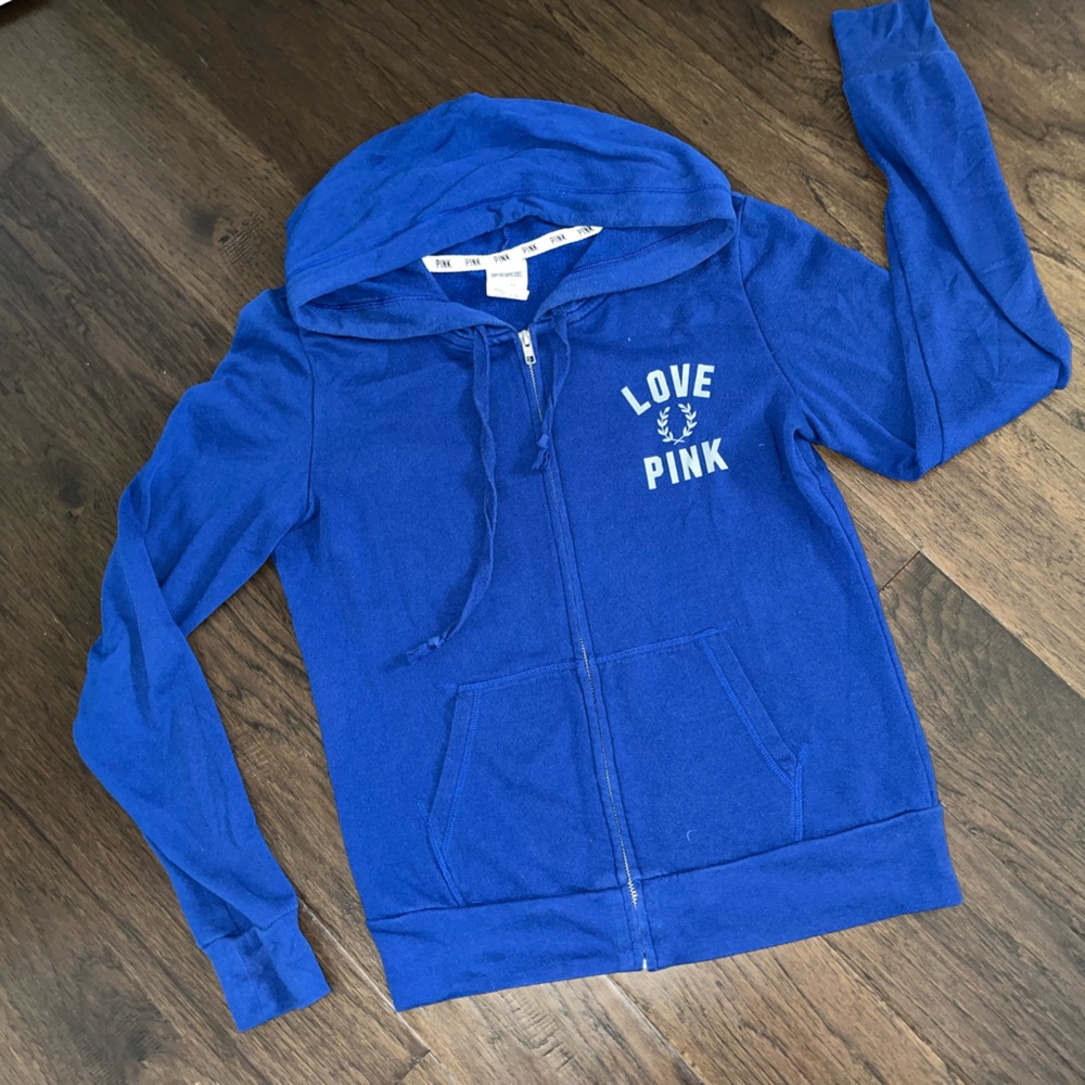 PINK (Victoria’s Secret) blue zip up sweater